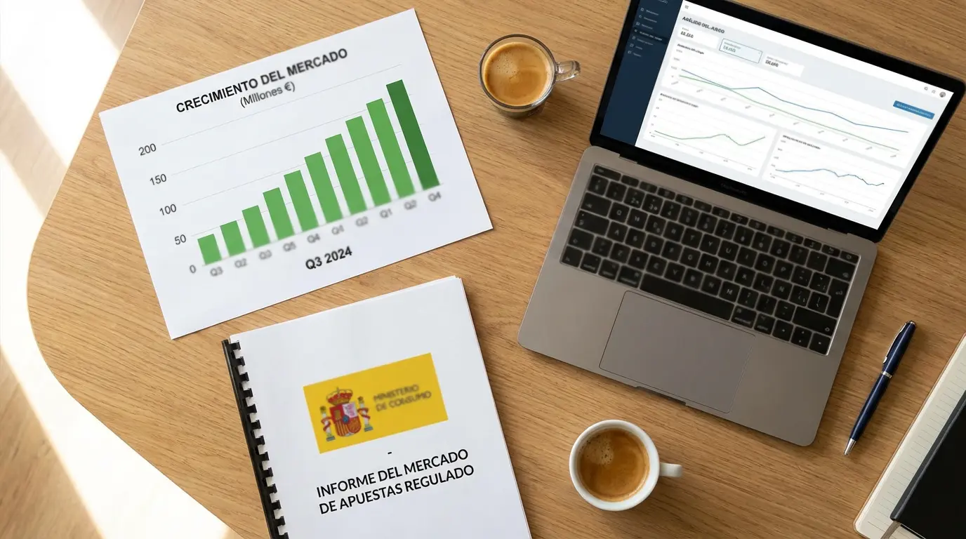 Mercado de apuestas deportivas en España regulado por la DGOJ con datos de crecimiento